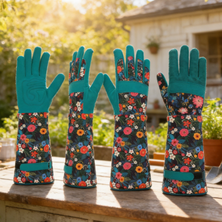 Women's Anti-Puncture Gardening Glove Set - Long and Short Leather Garden Work Gloves