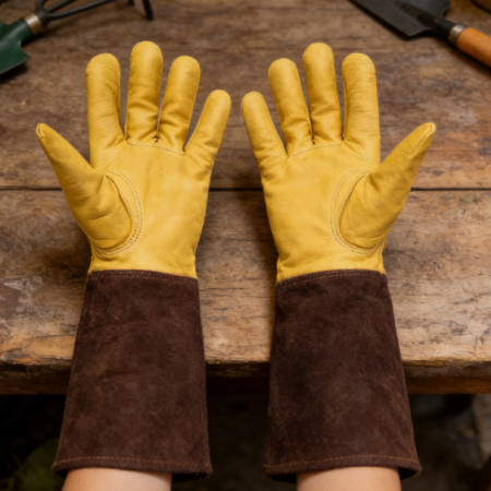 Genuine Leather Anti-Puncture Gardening Gloves - Comfortable and Breathable, ideal for pruning roses and cacti