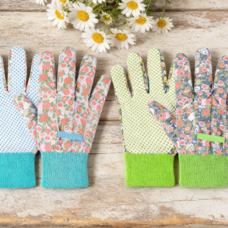 Women's Non-Slip Floral Gardening Gloves - Breathable Lightweight Garden Work Cotton Gloves