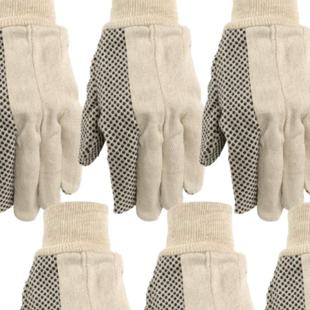 Economical Canvas Work Gloves 6 Pairs - Basic Non-Slip Dot Gardening Gloves