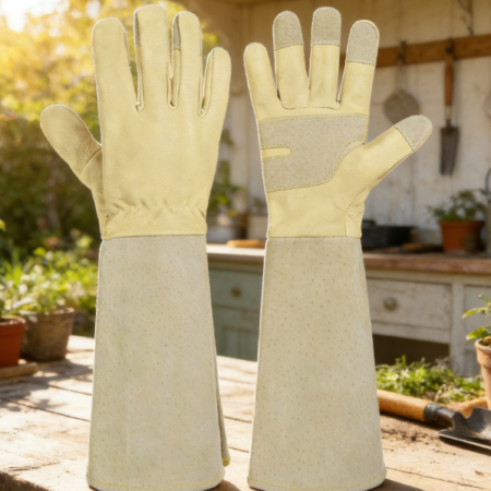 Long Anti-Puncture Gardening Gloves - Goatskin Forearm Protection Rose Pruning Gloves