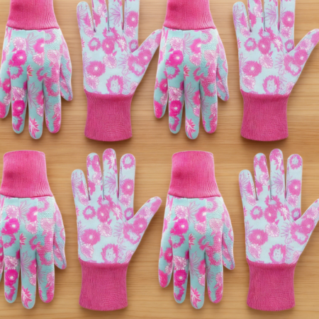 4 Pairs Women's Floral Knitted Gardening Gloves - PVC Non-Slip Dot Cotton Work Gloves