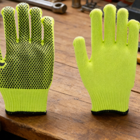 12 Pairs High Visibility Cotton Work Gloves - Non-Slip Dot Breathable Unisex Bulk Pack