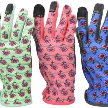 Women's Touchscreen Floral Gardening Cotton Gloves 3 Pairs - Breathable, Reinforced, Double-Layer Thickened, Multi-Color Options