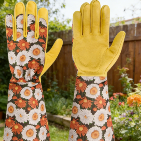 Women's Long Cowhide Gardening Gloves - Professional Anti-Puncture for Rose and Cactus Pruning