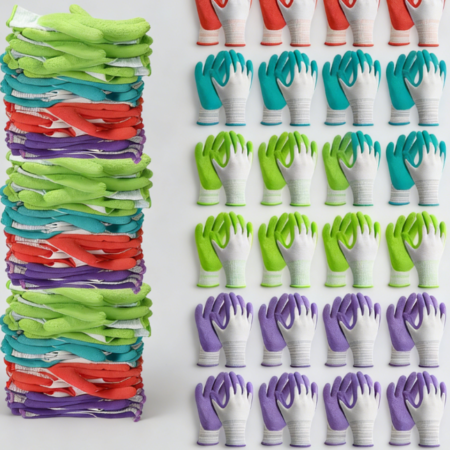 24 Pairs Women's Breathable Rubber Coated Gardening Gloves - Non-Slip Yard and Outdoor Work Bulk Pack