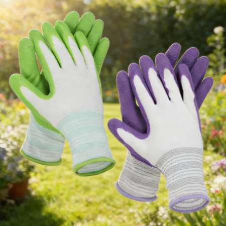 2 Pairs of Breathable Rubber Coated Gardening Gloves - Non-slip Grip Outdoor Protection for Men and Women