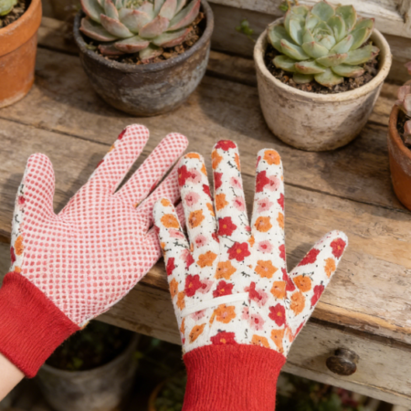 Women's Floral Breathable Gardening Gloves - Non-slip Lightweight Yard Work Gloves